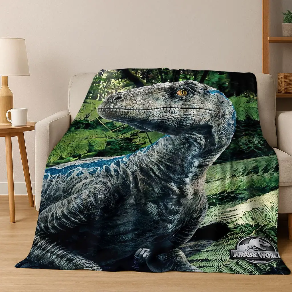 Classic Jurassic Park Dinosaur Movie Velociraptor Rex Flannel Blanket,Cozy Soft Throw Blanket for Home Bedroom Bed Sofa Cover