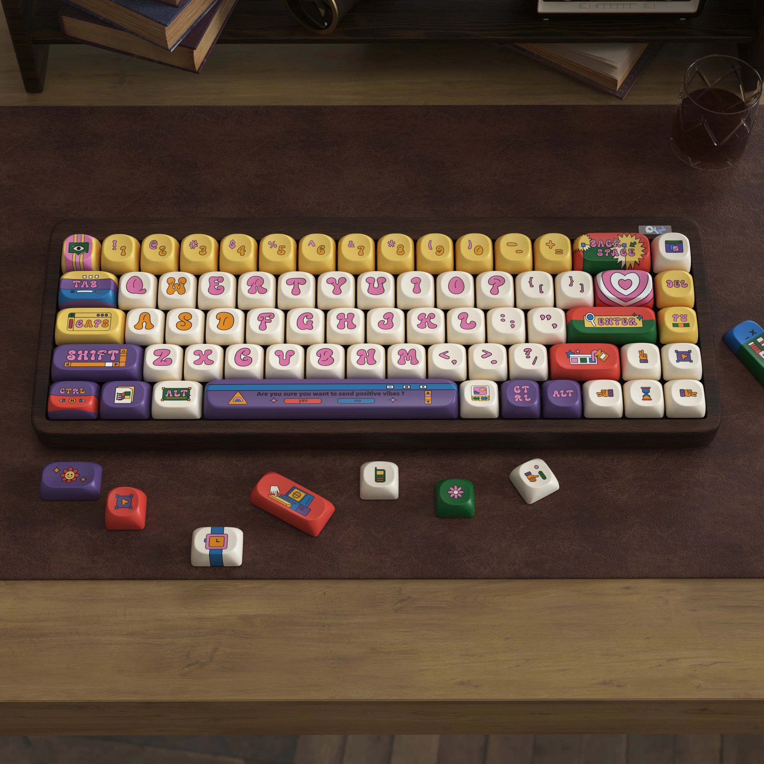 Imagem -03 - Estilo Retro Americano Pbt Chaves para Teclado Mecânico mx Keycaps Soa Perfil