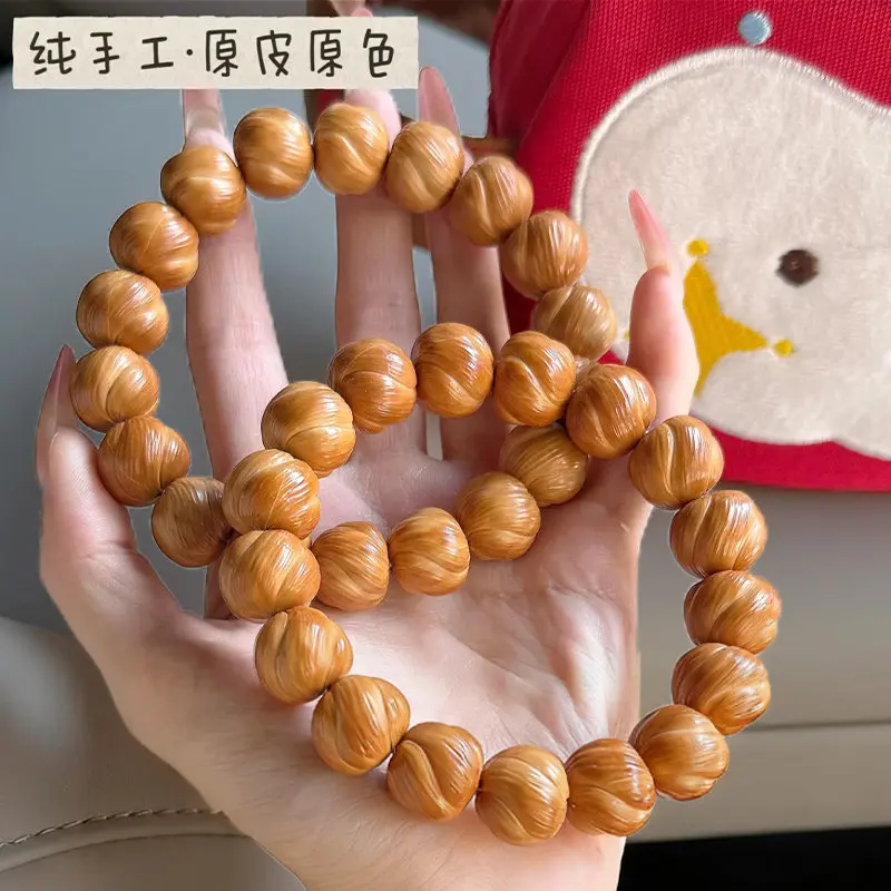 

Carved Wild Old Walnut Curly Monkey Head Bracelet: Men's Single-Circle Meditation Prayer Bead Gift