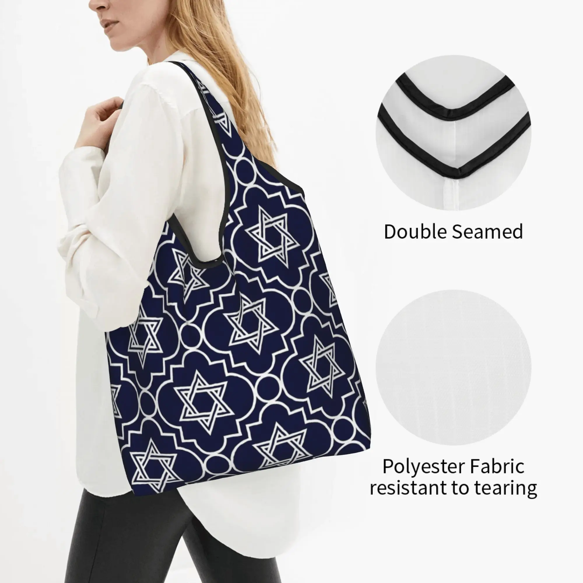 Kawaii Printing Israel Star of David Logo  Tote Shopping Bags Portable Shopper Shoulder Hot Handbag