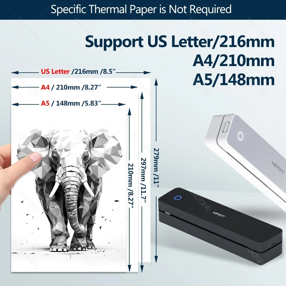 300DPI HPRT A4 Portable Thermal Printer MT610 Pro Bluetooth & USB Connect Mobile Computer for Office School with A40 Paper Case