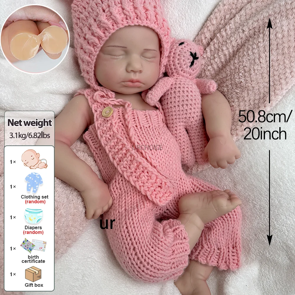 LouLou 20 inch & 12 inch Vreedzame Slapende Baby Zachte Platina Siliconen Reborn Pop voor Eenzaamheid Ondersteuning Collectie Speelgoed