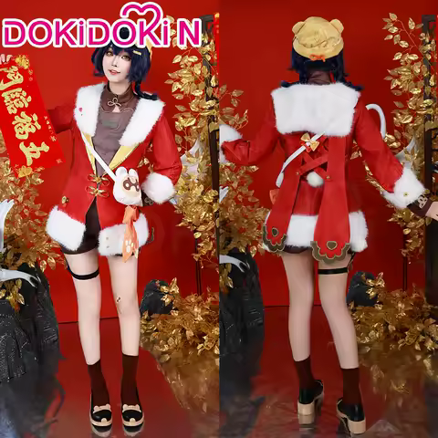 IN STOCK Xiangling Cosplay Costume Game Genshin Impact【XS-3XL】DokiDoki-N New Skin Cherries Snow-Laden Plus Size