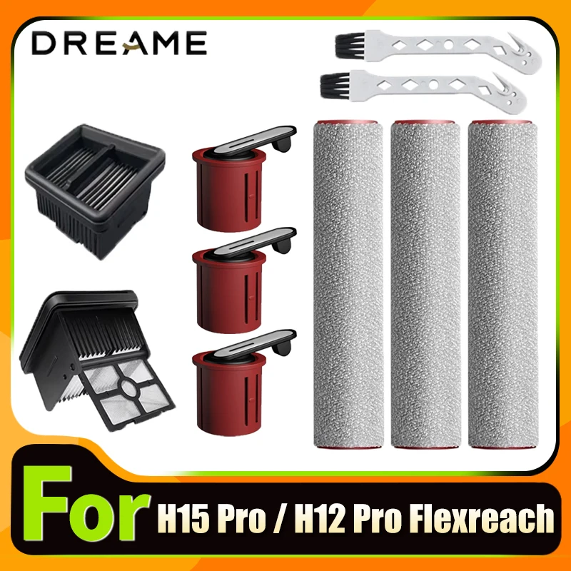 Brush Roller For Dreame H15 Pro /H12 Pro FlexReach Accessories HEPA Filter Replacement Holder Wet Dry Vacuum Cleaner Spare Parts