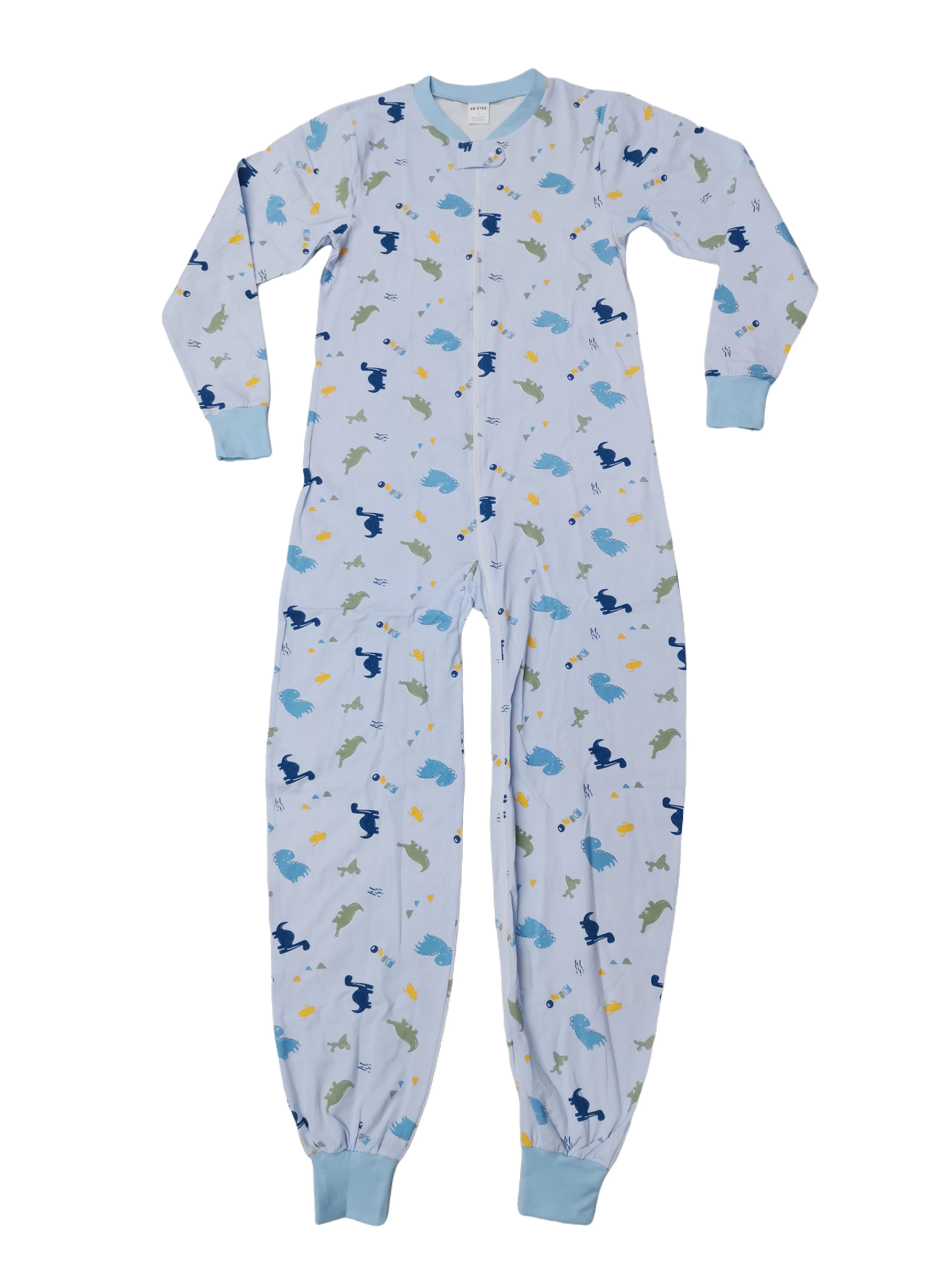 Adult Blue Dinosaur Onesie with Zipper / Adult Bodysuit with Zipper / Adult baby Romper / ABDL Clothes / Printed Adult Bodysuit