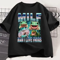 MILF Man I Love Frogs Funny Frog Meme Graphic T Shirt Fashion Vintage T-shirts Men Women Cotton Oversized Short Sleeve T-shirt