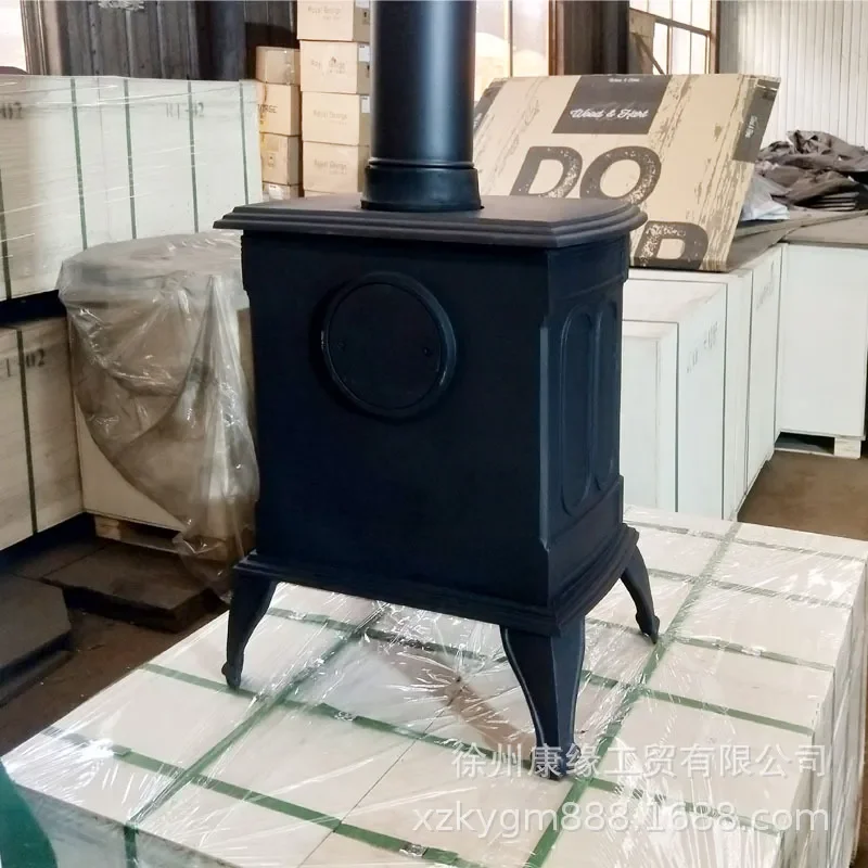 Wood Burning Cast Iron Fireplace Modern Household Heating Stove Real Fire Furnace for Home Cabin Tent Shop Self Built House