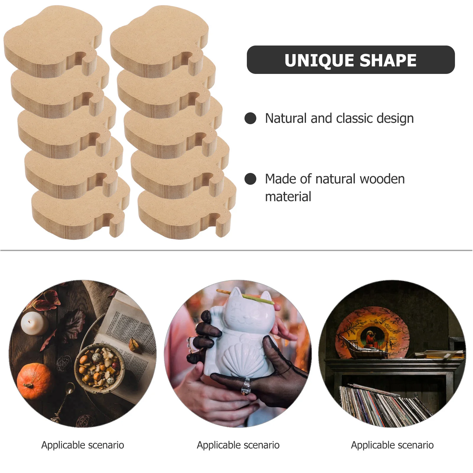 10 قطعة من حلي اليقطين الخشبية، قواطع غير مكتملة، ديكور طاولة الهالوين، لوازم حرفية، ديكور طاولة الهالوين