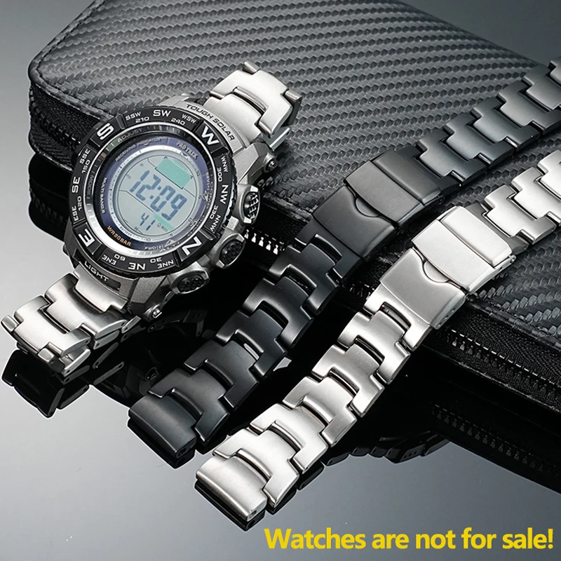 18mm Convex Titanium alloy strap bracelet For Casio PROTREK series PRG260/270/550 PRW3500/2500/5100 Titanium metal watchband