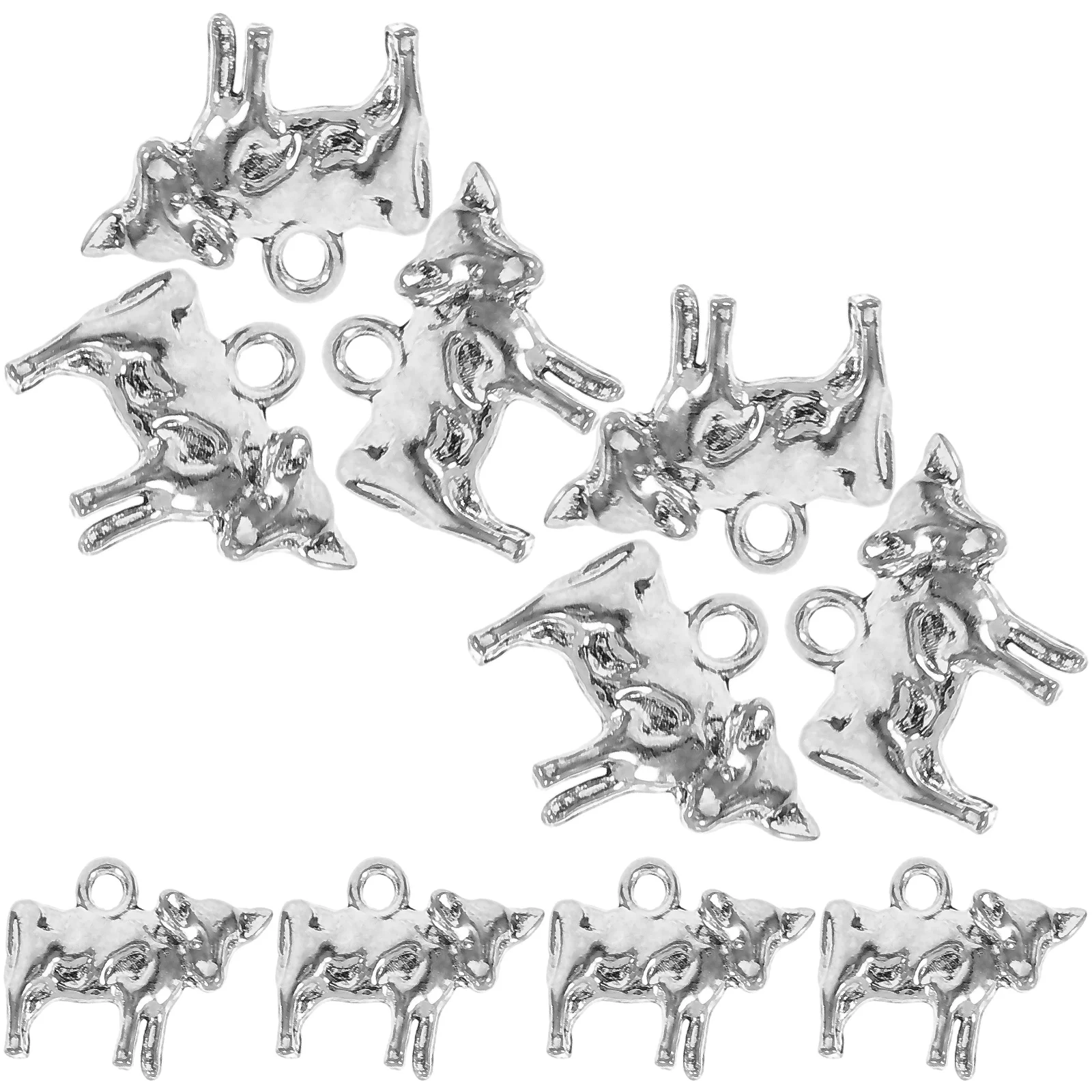 10 Pcs Jewelry Retro Style Simulated Cow Pendant Vintage Ornaments Alloy Charms