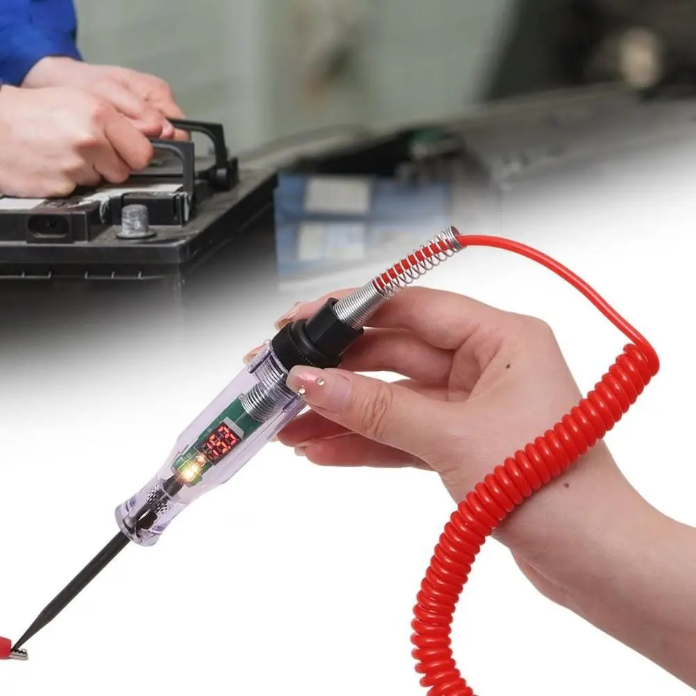 6V 12V 24V Circuit Tester Digital Display with Extended Spring Wire Car Voltage Test Pen Auto Electric Tester