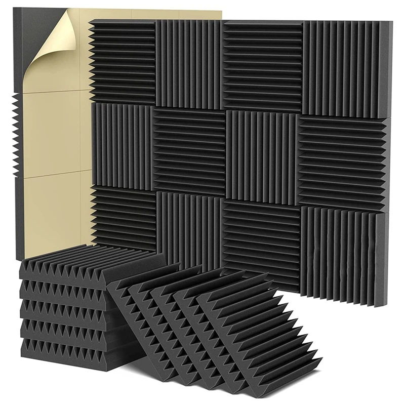 2X12x12inch Self-Adhesive Sound Proof Foam Panels, Acoustic Foam Panels Self Adhesive (12 Pack)