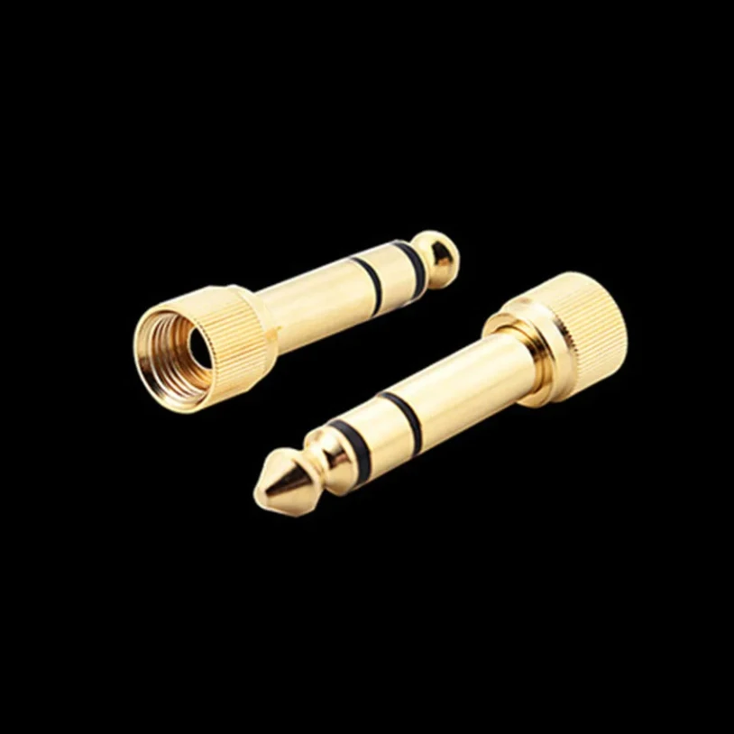 500pcs Gold Plated 6.35mm Male to 3.5mm Female Jack Speaker Connector Audio Headphone Screw Adapter