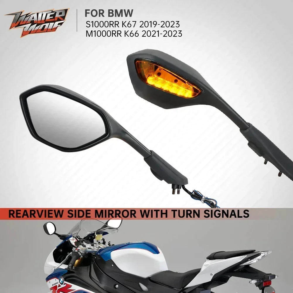 For BMW S1000RR M1000RR Rearview Mirror W/ LED Turn Signal Light Wing Winglet Side Rear View Mirrors S1000 M1000 RR 2019-2024