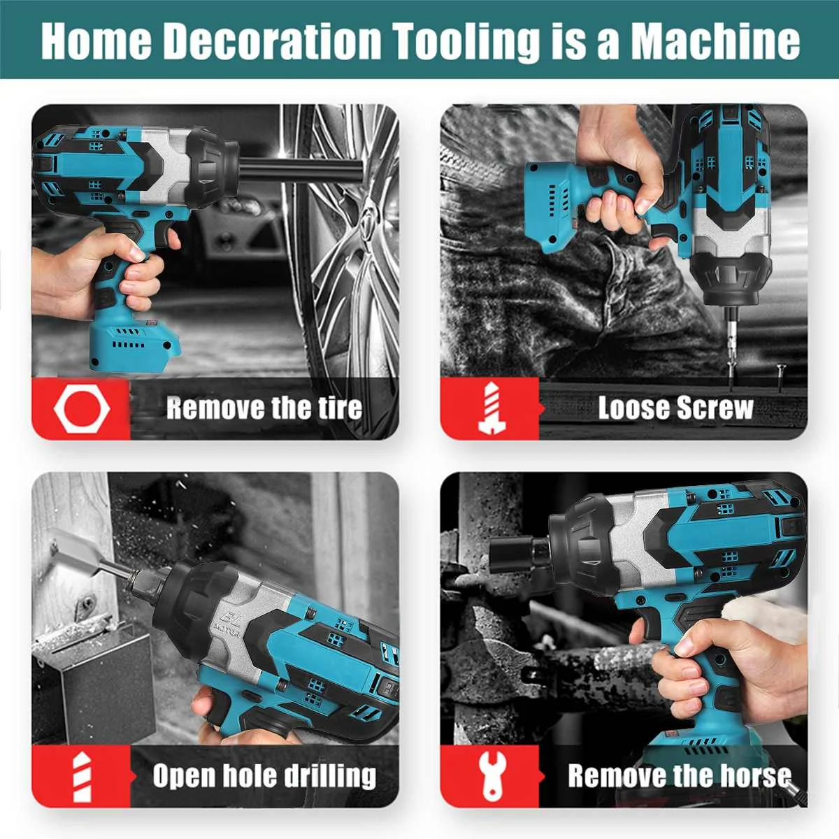 Imagem -03 - Drillpro-chave de Impacto Elétrica Brushless High Torque in in Socket Wrench Ferramenta de Condução sem Fio Makita 18v Battery 2000n.m Chave de Impacto 4