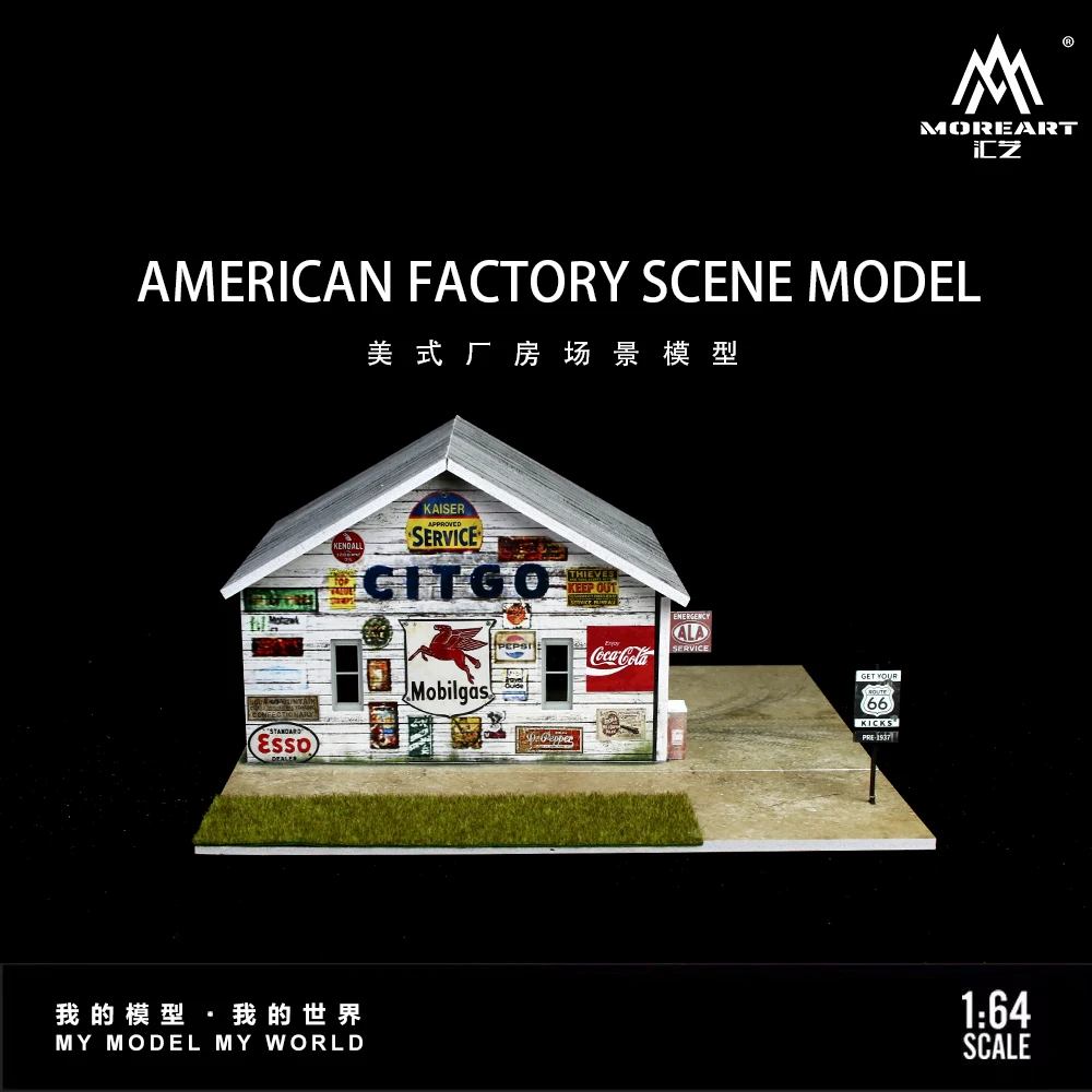 **pre-sale**MoreArt 1/64 American factory scene model LED light assembly building Alloy car model placement set/shipping january