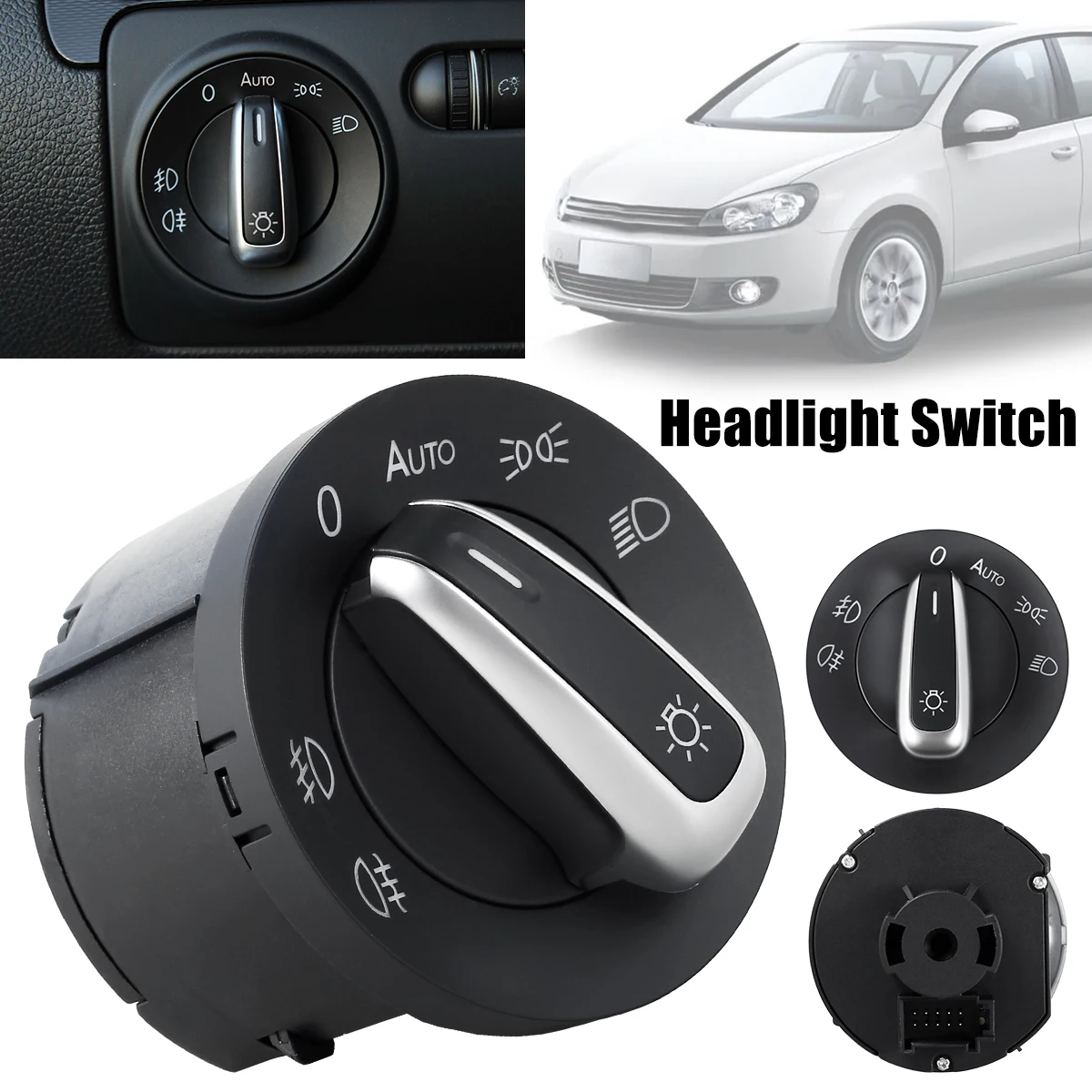 Kunststoff-Autoscheinwerferschalter mit Golf/Jetta MK5 MK6 Wiederverwendbarer Scheinwerfer-Dimmer-Schalter Kuppellampenschalter Auto-Zubehör