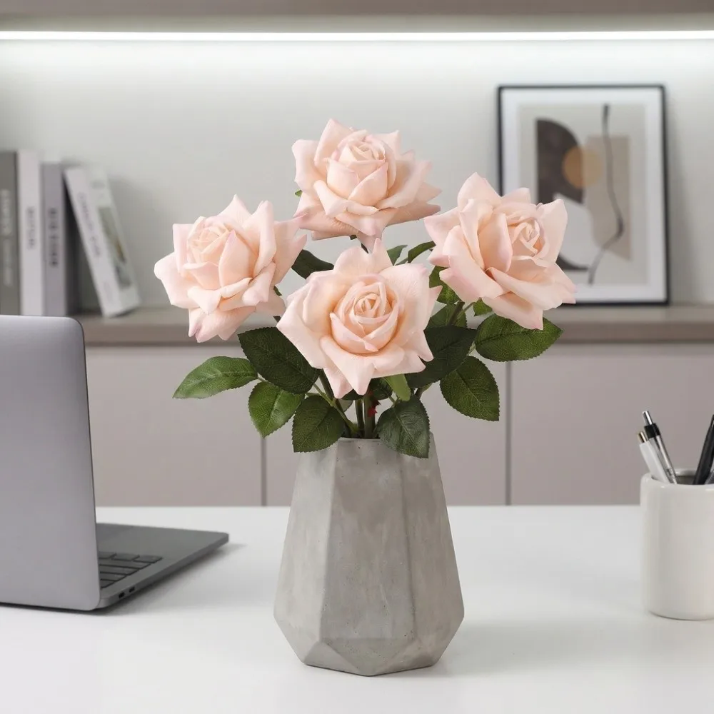

Real Touch Artificial Rose Flower Handmade Artificial Faux Rose Branch Realistic Luxury Fake Flower Valentine's Day