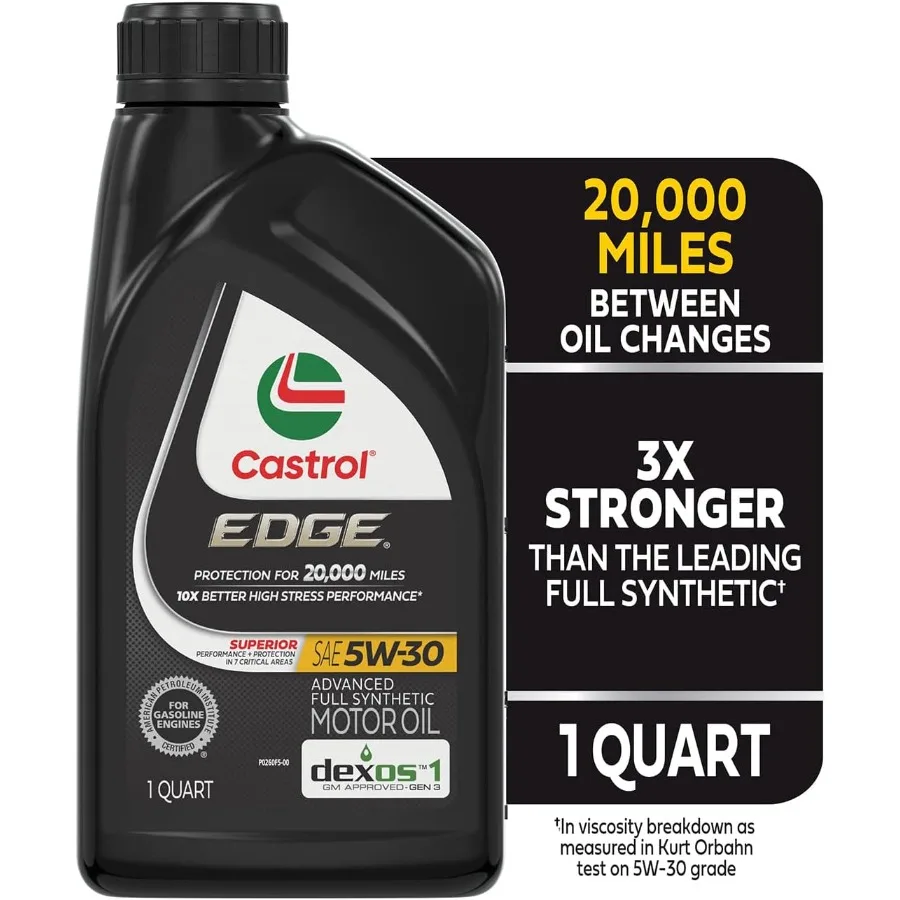 EDGE 5W30 زيت المحرك الاصطناعي الكامل المتقدم 1 كوارت حزمة من 6 حماية محرك عالية الأداء للقيادة اليومية درجة الحرارة المتطرفة