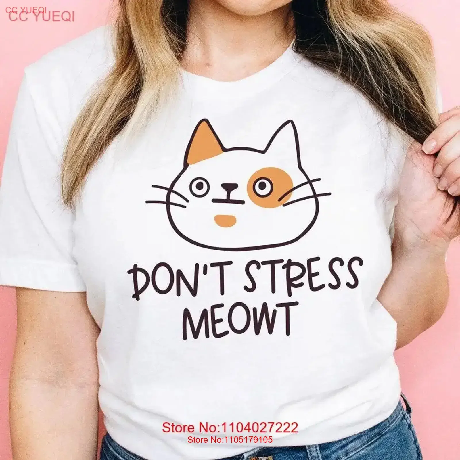 Don't Stress Meowt T Shirt Funny Trendy CaT Top s For Her Bff Friend College vintage Washed Stretched Unisex homme fashion