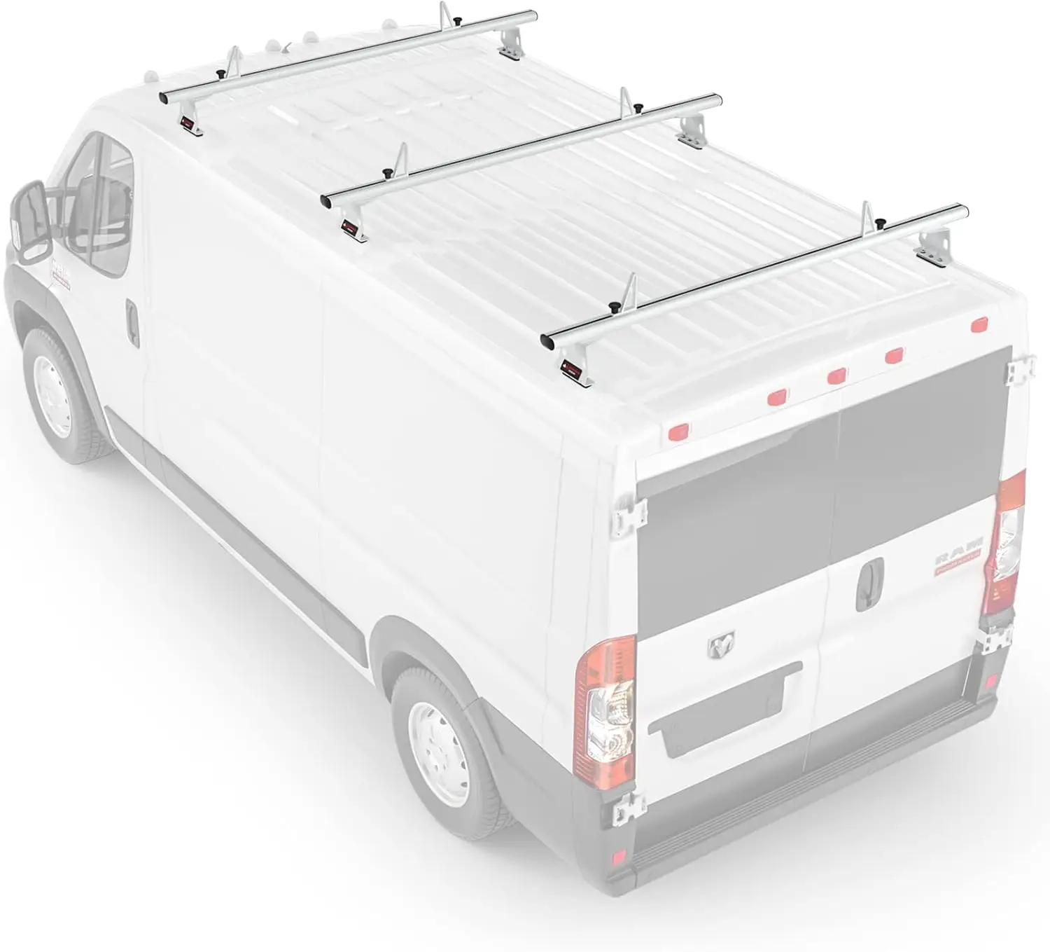 AA Racks Model AX302 Aluminum Van Ladder Roof Rack System Fits for 2013-On RAM ProMaster/ 2015-On Transit - 3 Bar 72'', White