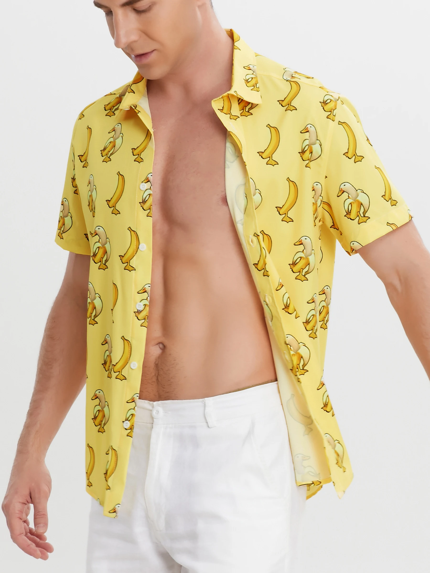 

Oversized Streetwear 3D Banana Yellow Print Short Sleeve Hawaiian Shirt Men's Beach Summer 3XL Social Homme Casual Top Plus Size
