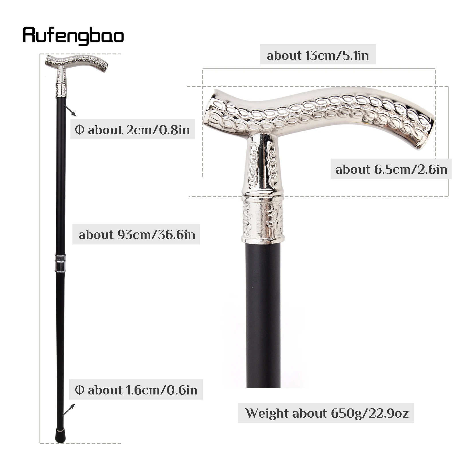 White Flower Wheatear Pattern Luxury Fashion Walking Stick for Party Decorative Cane Elegant Crosier Knob Walking Stick 93cm
