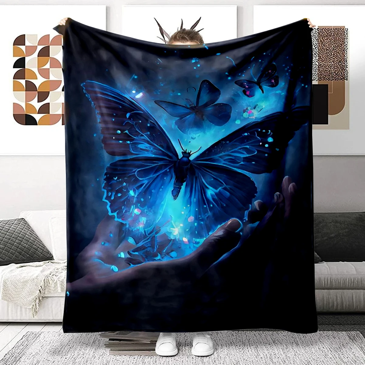 

Flower Butterfly Blanket Ultra Lightweight Soft Plush Flannel Throws Blanket for Sofa Bed Couch best Office Gifts