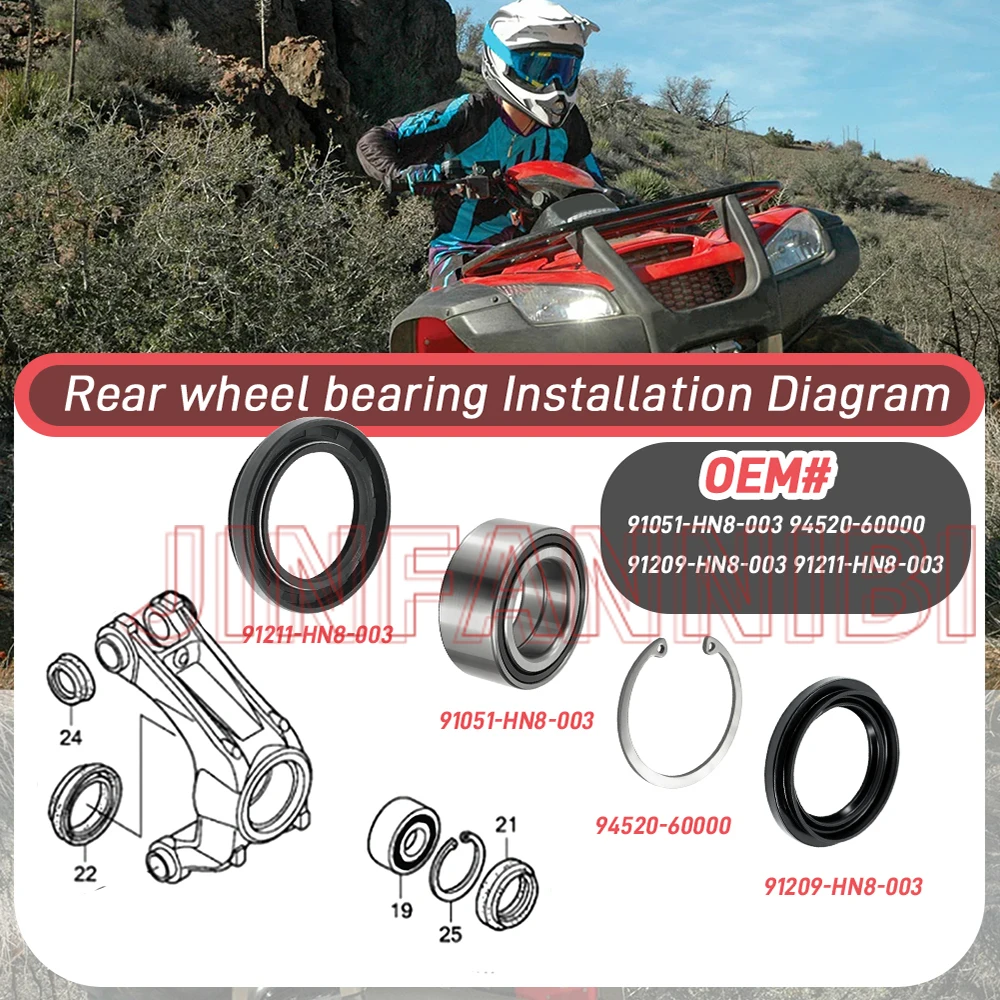 Front Rear Wheel Bearing Seals Kit for Honda Rincon 650 TRX650FA/FGA 2003 2004 2005