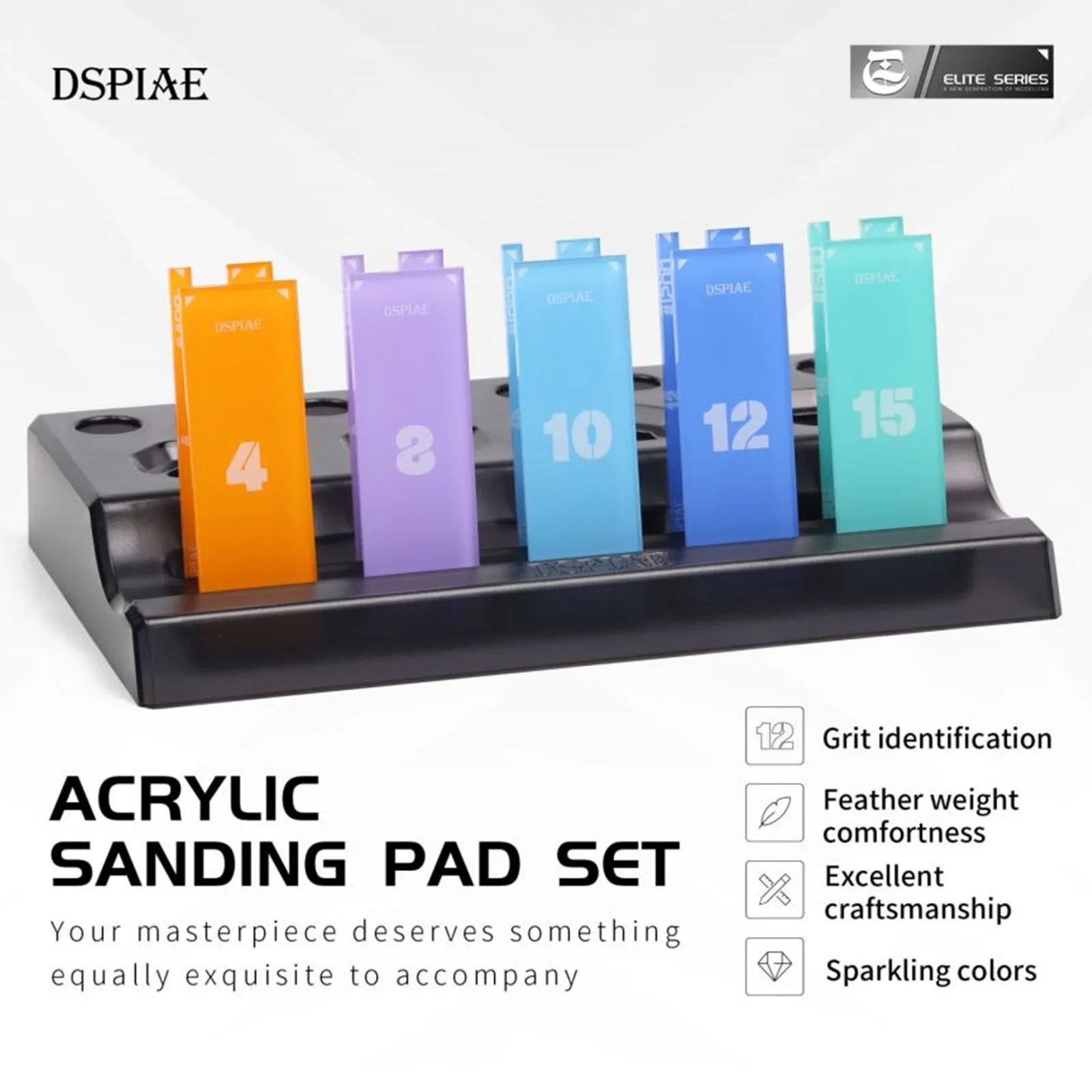 DSPIAE PT-SP Acrylic Sanding Pad Set Contain Sanding Paper for Hand Grinding Gundam Military Models Making Hobby DIY Tools