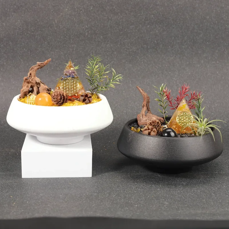 Hot Sale Natural Crystal Bonsai Micro Landscape Pyramid Desktop Creative Ornament Spot Straight Hair