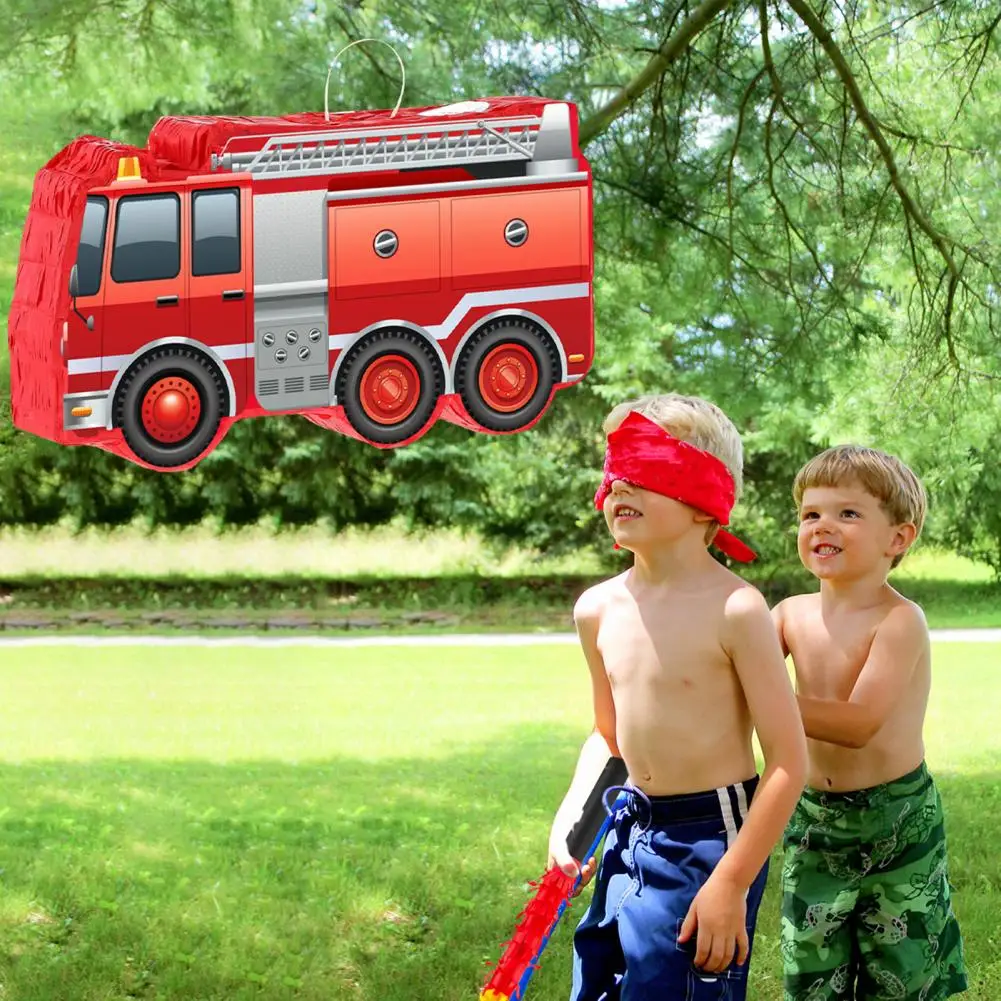 

Children Party Pinata Truck Pinata for Kids Firetruck Pinata Set with Stick Blindfold Confetti Firefighter Birthday for Kids