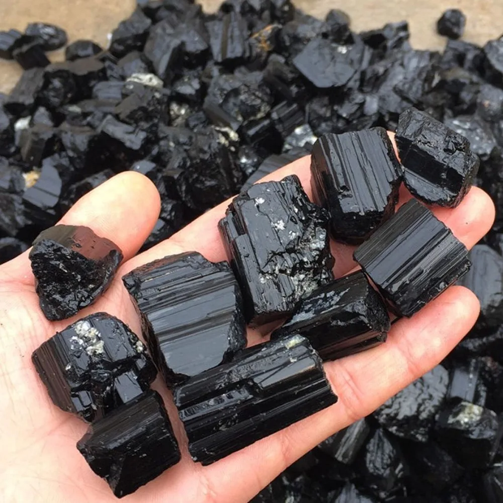 Black Tourmaline Crystal Rough Stone Rock Mineral Gravel Specimen for Grounding and Protection 1pc