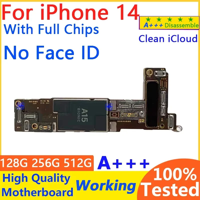 テスト済みロジックボード iPhone 14 マザーボード Face ID クリーン