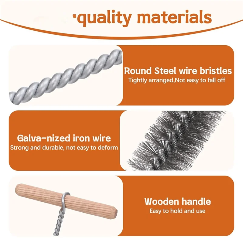 A84E-Juego de cepillos de limpieza para agujeros de taladro percutor-cepillos de acero inoxidable de 8/12/16/20/25/30Mm para proyectos de perforación