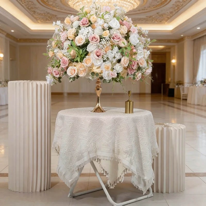 

80 см зелень, розовая роза, шары, великолепный декор стола для подсвечников и ваз, создание романтической атмосферы для свадеб