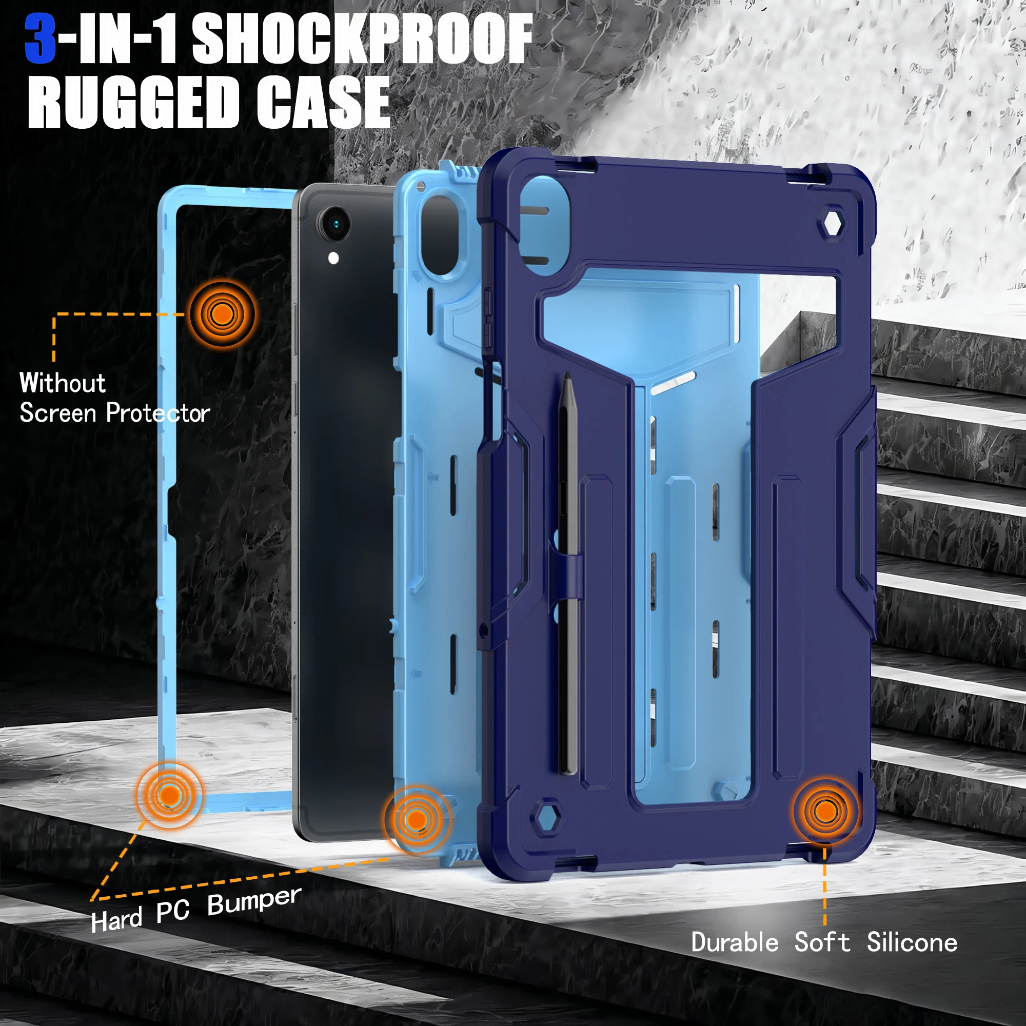 Armor Case For Samsung Tab A11 A9 Plus SM-X230 X210 S11 S10 Lite S9 FE S8 S7 S6 Lite A8 X200 A7 T500 A 10.1 T510 Kickstand Cover