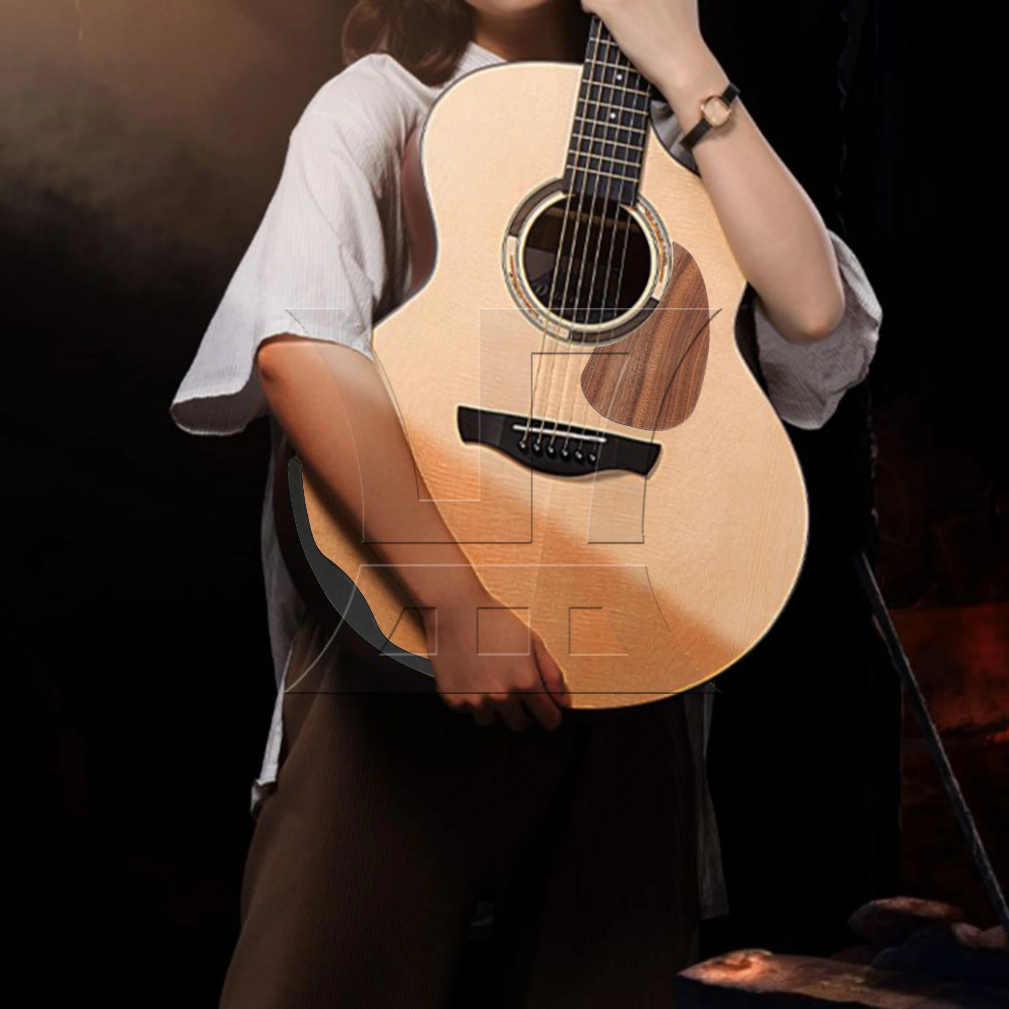 

Yibuy Classical Guitar Ebony Pickguard Scratch Plate for 40-41 inch with Armrest Kit