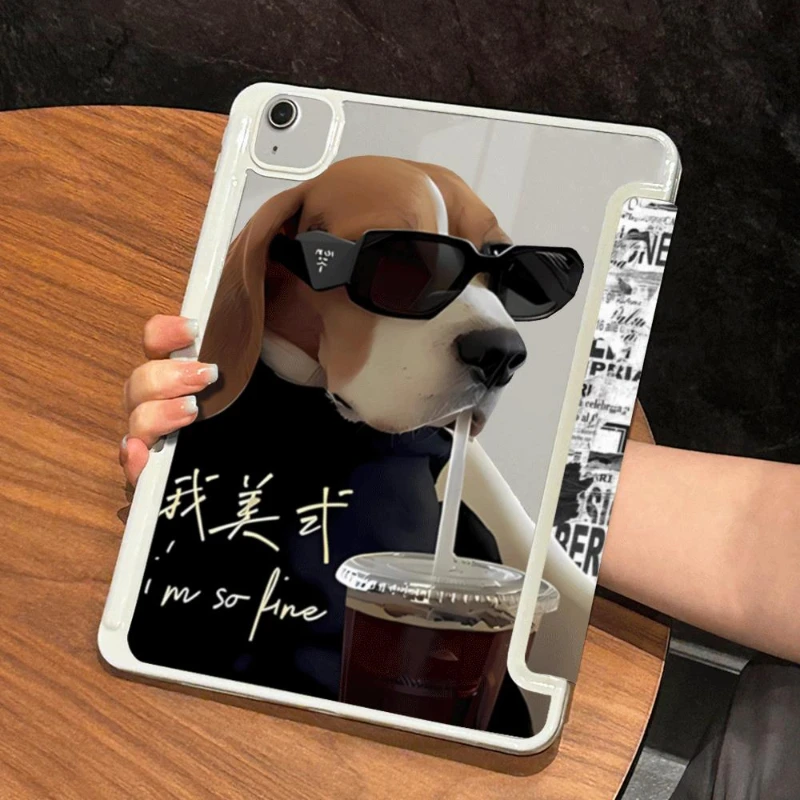 Protective Case for Ipad 5th 6th Generation 10.9 10th Gen Pro 11 2nd 3rd 4th IPad 10.2 8th 9th Gen Cool Dog Print Tri-fold Funda