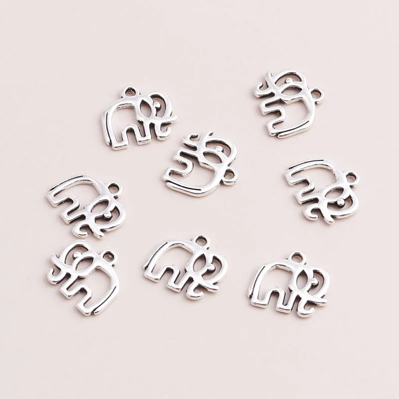 Leslie 20 Stück 16*13mm Legierung Hohle Elefanten-Anhänger Indische Tier-Charms für Armband Halskette DIY Schmuckherstellung Zubehör – Detail 4