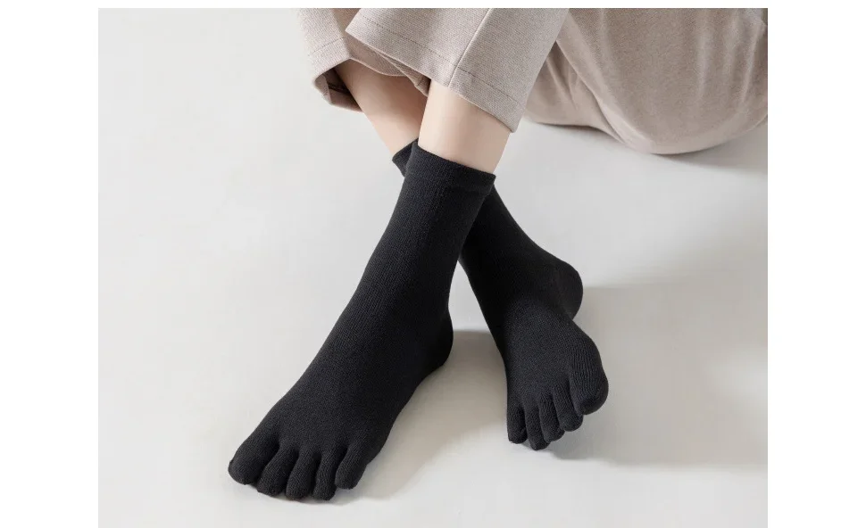 Yoga Fünf Finger Socken Frau Mädchen Kompression Baumwolle Solide Non-Slip Mittelrohr Pilates Fitness Harajuku Sport Kappe Kurze socken – Detail 5
