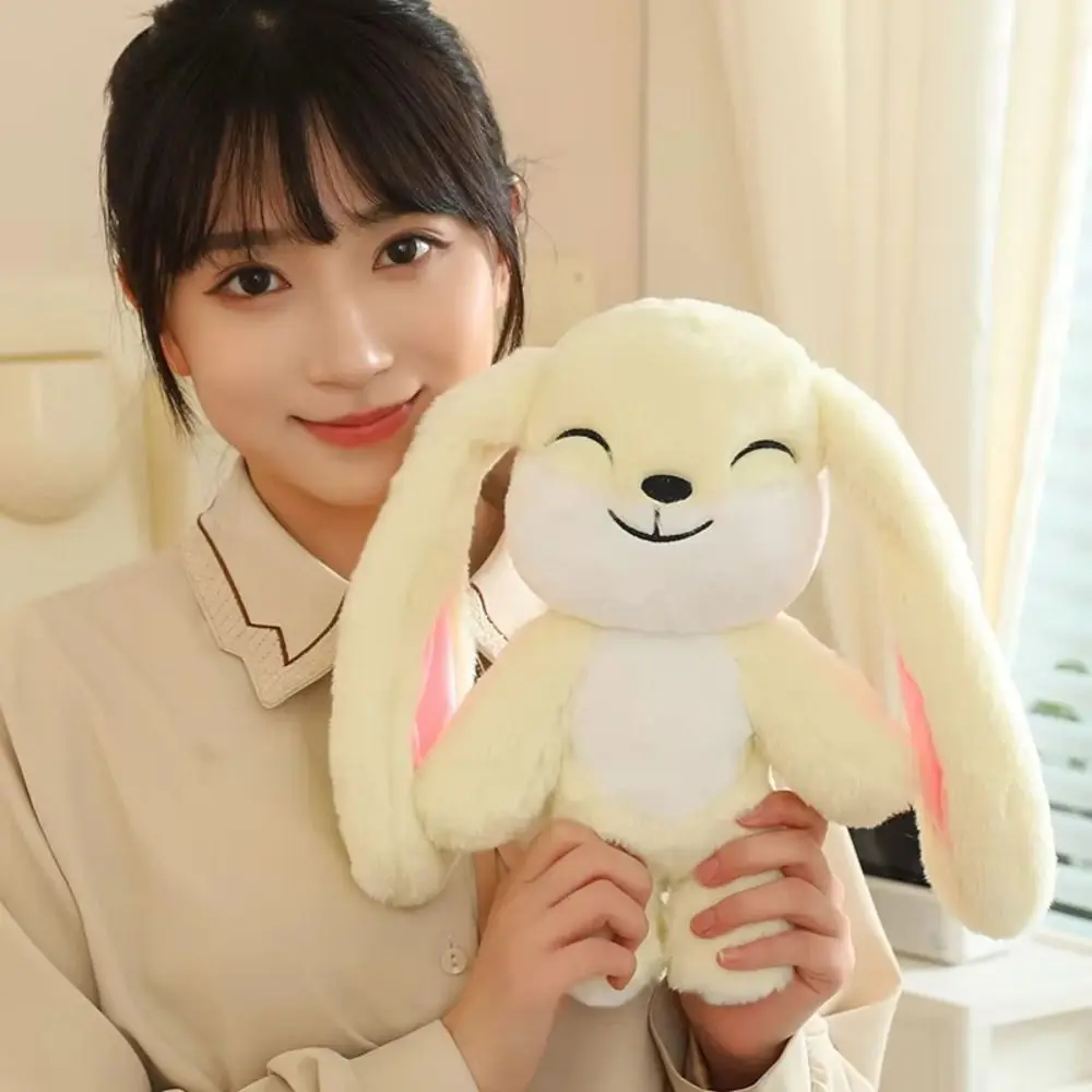 Head Can Rotated Long Ear Rabbit Plush Doll Happy To Angry 2 Facial Emoticon Rabbit Plush Toy PP Cotton Stuffed