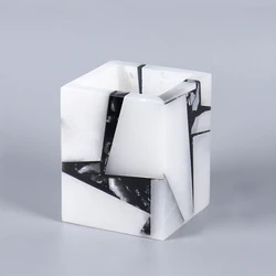 Natural Marble Candle Holder for Table Centerpiece Luxury Candle Jar for Home Decoration Wedding Party and Romantic Dinner
