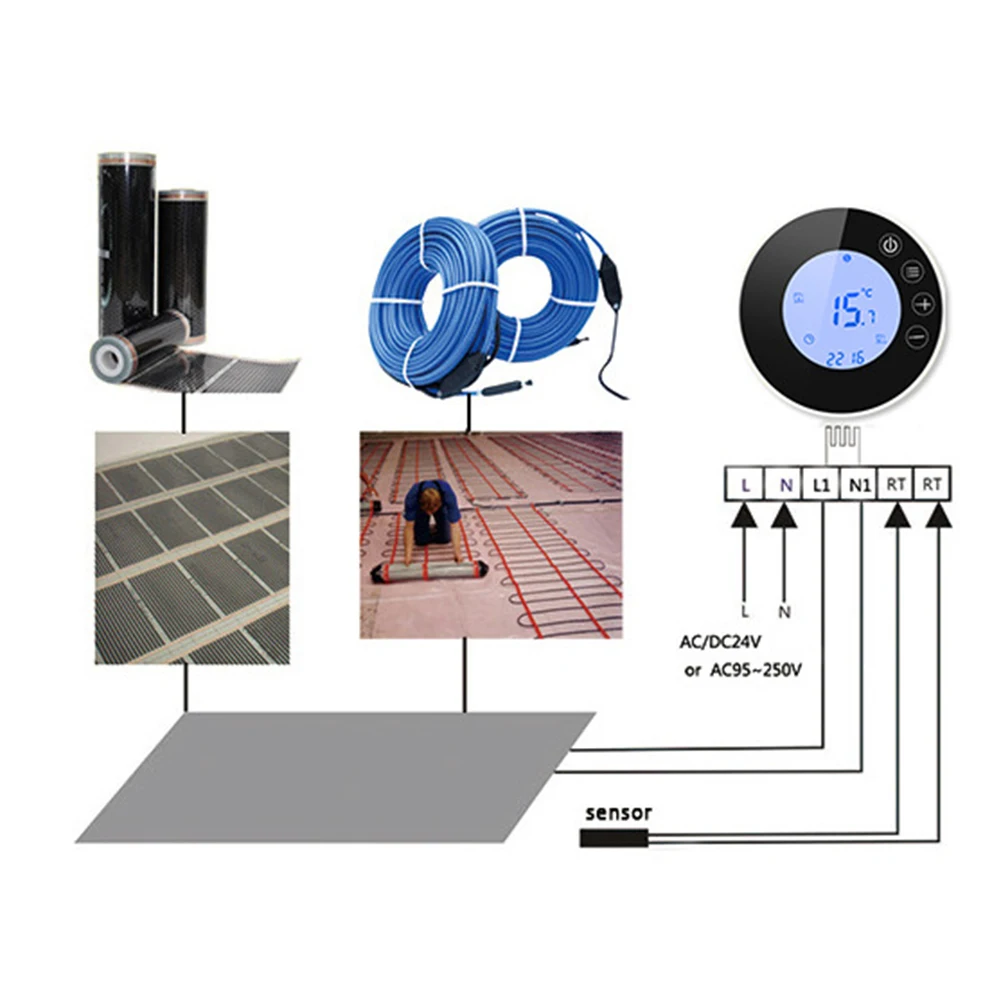 Remote Controlled WiFi Thermostat with Touchscreen for Easy Temperature Adjustment and Multi mode Heating Options