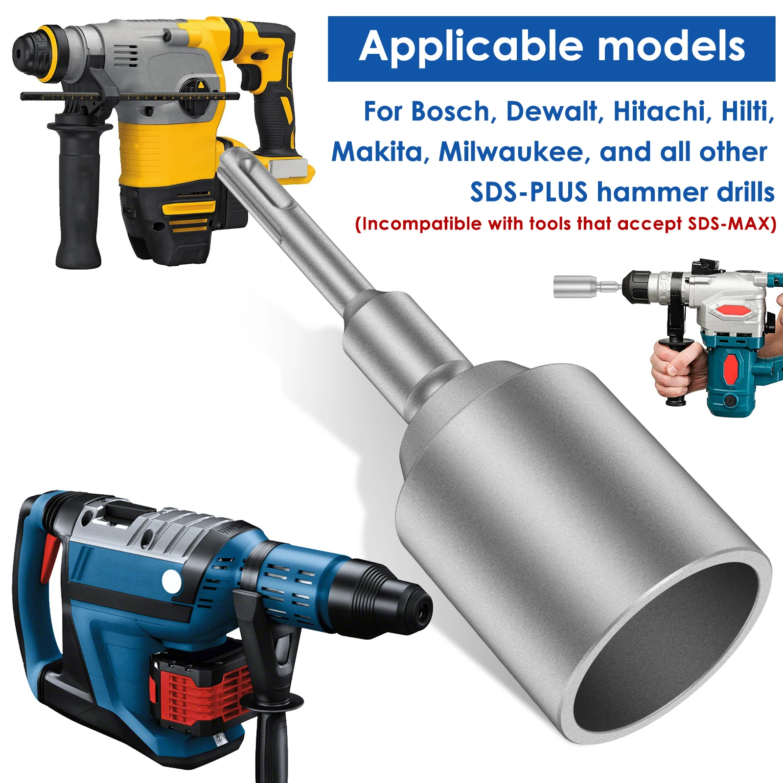 SDS-Plus Ground Rod Driver 30/45/65mm Diameter For Rotary Hammer Drills T Post Ground Rod Driver Tool Forged Steel Drill Bit