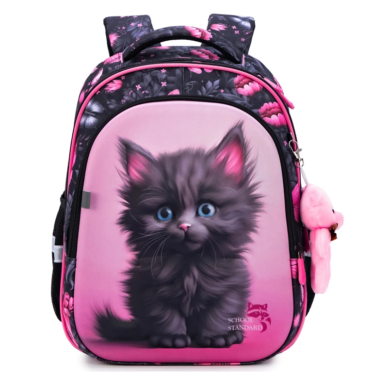 New Children School Bag Cartoon Cat 3D Folded Backpacks Girls Primary School Backpacks Waterproof Kid Orthopedic Mochila Escolar