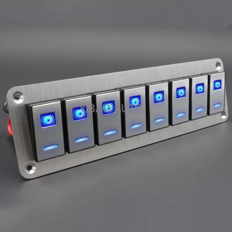 Universele RV Truck Auto Boot Tuimelschakelaar Paneel 8Gang 12V 24V Marine Aan-uit 5pin Tuimelschakelaar Paneel Waterdicht Bedieningspaneel