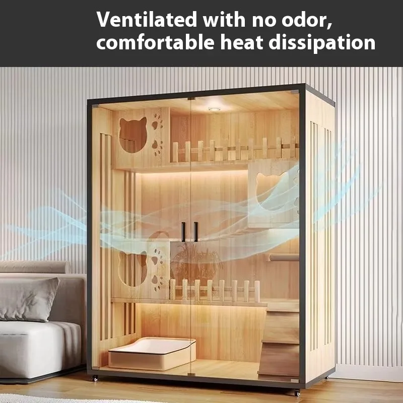 Modern Wooden Cat Villa Living Room Furniture Pet Cabinet Indoor Household Cat Nest Cat House Bookcases Product Category