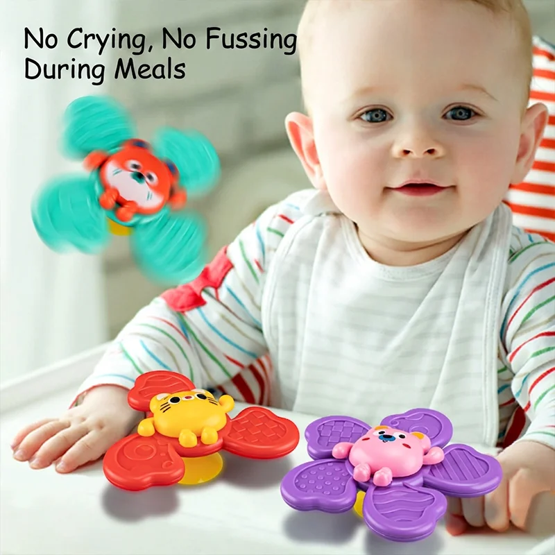 Children High Chair Toys Suction Cup Spinner Dining Table Rattles Fidget Educational Montessori Calming Travel Toy Gift view 4