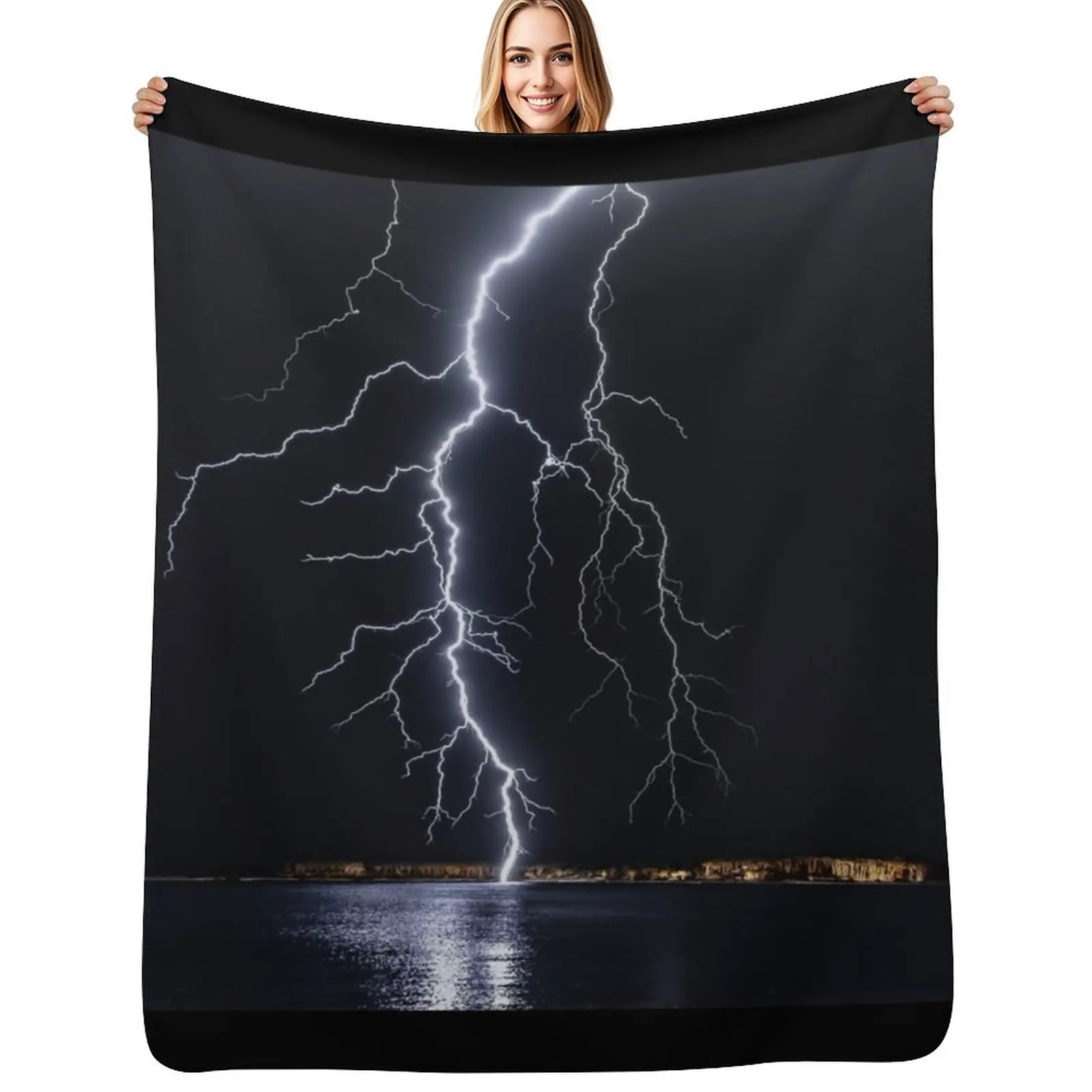 Lightning Bolt Struck Throw Blanket Extra Large Throw Shaggy Blankets For Sofas Cute Plaid sofa bed Nap Blankets
